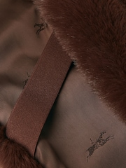 Joules Callcott Chocolate Brown Faux Fur Scarf - Image 4 of 4