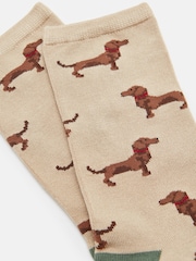 Joules Women's Everyday Green/Ecru 2 Pack Socks (size 4-8) - Image 2 of 3