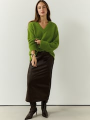 Vert - Long Sleeve V-Neck Knit Jumper With Wool - Image 2 de 7