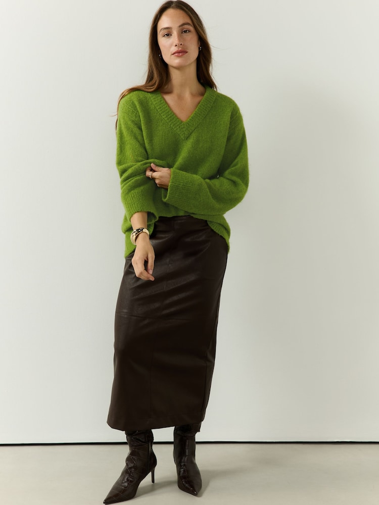Vert - Long Sleeve V-Neck Knit Jumper With Wool - Image 2 de 7