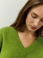 Vert - Long Sleeve V-Neck Knit Jumper With Wool - Image 4 de 7