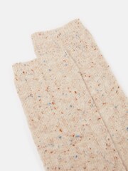 Joules Women's Rambler Oatmeal Cable Knit Boot Socks (size 4-8) - Image 4 of 4