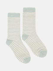 Joules Women's Toasty Mint Green Cosy Striped Socks (size 4-8) - Image 1 of 3