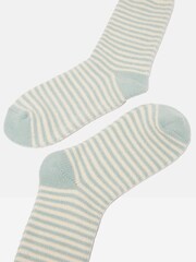 Joules Women's Toasty Mint Green Cosy Striped Socks (size 4-8) - Image 2 of 3