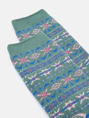 Joules Women's Lucille Green Fairisle Pattern Boot Socks (size 4-8) - Image 2 of 3