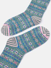 Joules Women's Lucille Green Fairisle Pattern Boot Socks (size 4-8) - Image 3 of 3