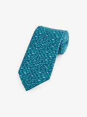 Navy Blue/Teal Blue Fish Pattern Tie - Image 1 of 3