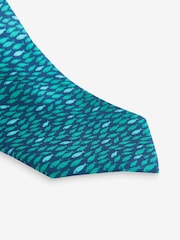 Navy Blue/Teal Blue Fish Pattern Tie - Image 2 of 3