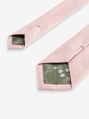 Light Pink Slim Textured Tie And Clip Set - Image 3 of 3