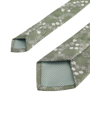 Green Embroidered Floral Pattern Tie - Image 3 of 3