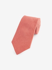 Coral Red Linen Tie - Image 1 of 3