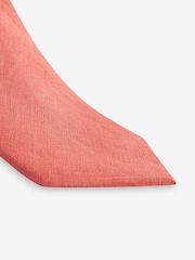 Coral Red Linen Tie - Image 2 of 3