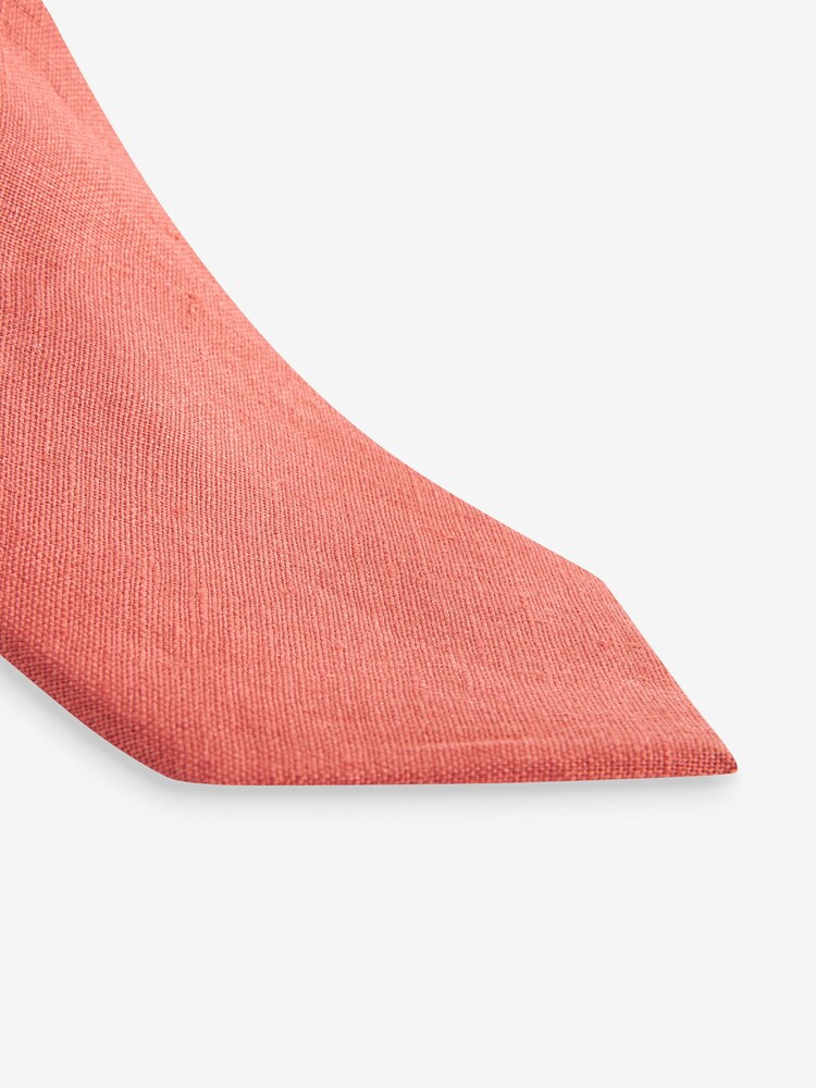 Coral Red Linen Tie - Image 2 of 3