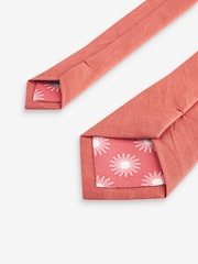 Coral Red Linen Tie - Image 3 of 3