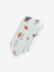 Light Blue Pressed Flower Pattern Tie - Image 1 of 3