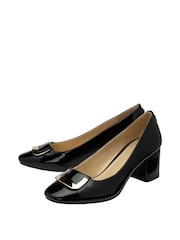 Lotus Black Block Heel Court Shoes - Image 2 of 4