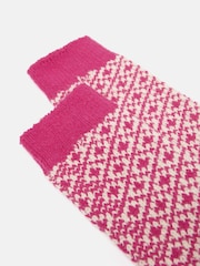 Joules Women's Toasty Bright Pink Cosy Geometric Socks - Image 3 of 3