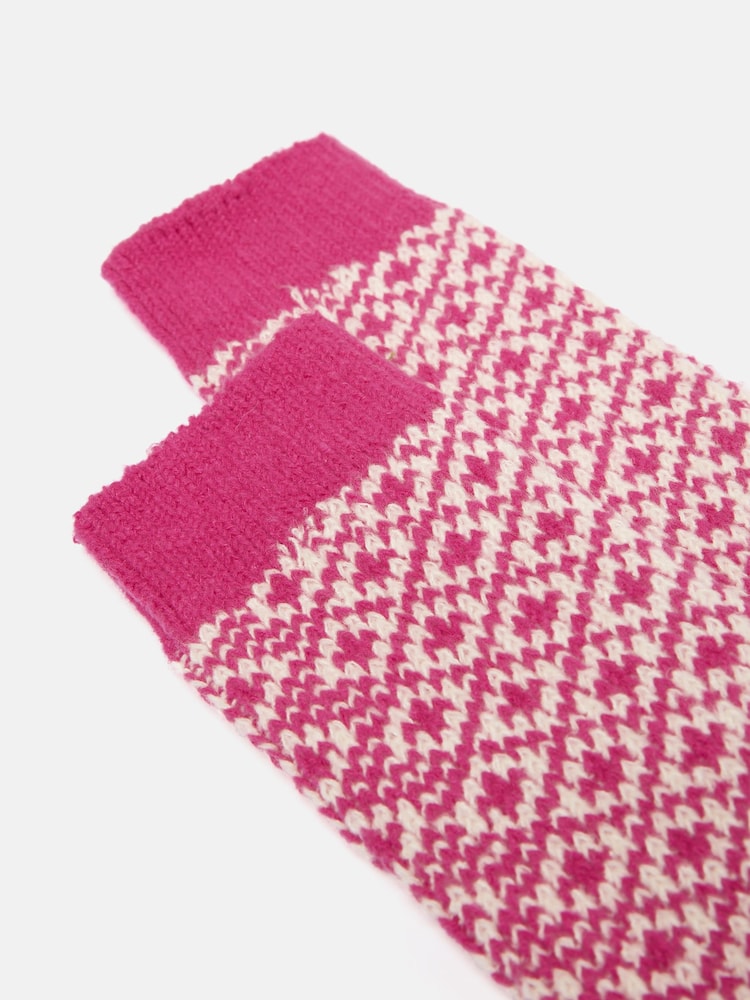 Joules Women's Toasty Bright Pink Cosy Geometric Socks - Image 3 of 3