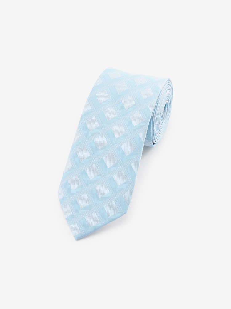 Light Blue Slim Diamond Jacquard Tie - Image 1 of 3