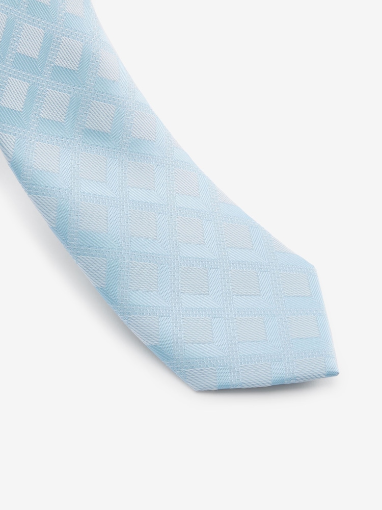 Light Blue Slim Diamond Jacquard Tie - Image 2 of 3
