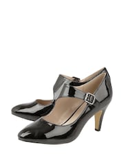 Lotus Black Patent Mary Jane Court Shoes - Image 2 of 4