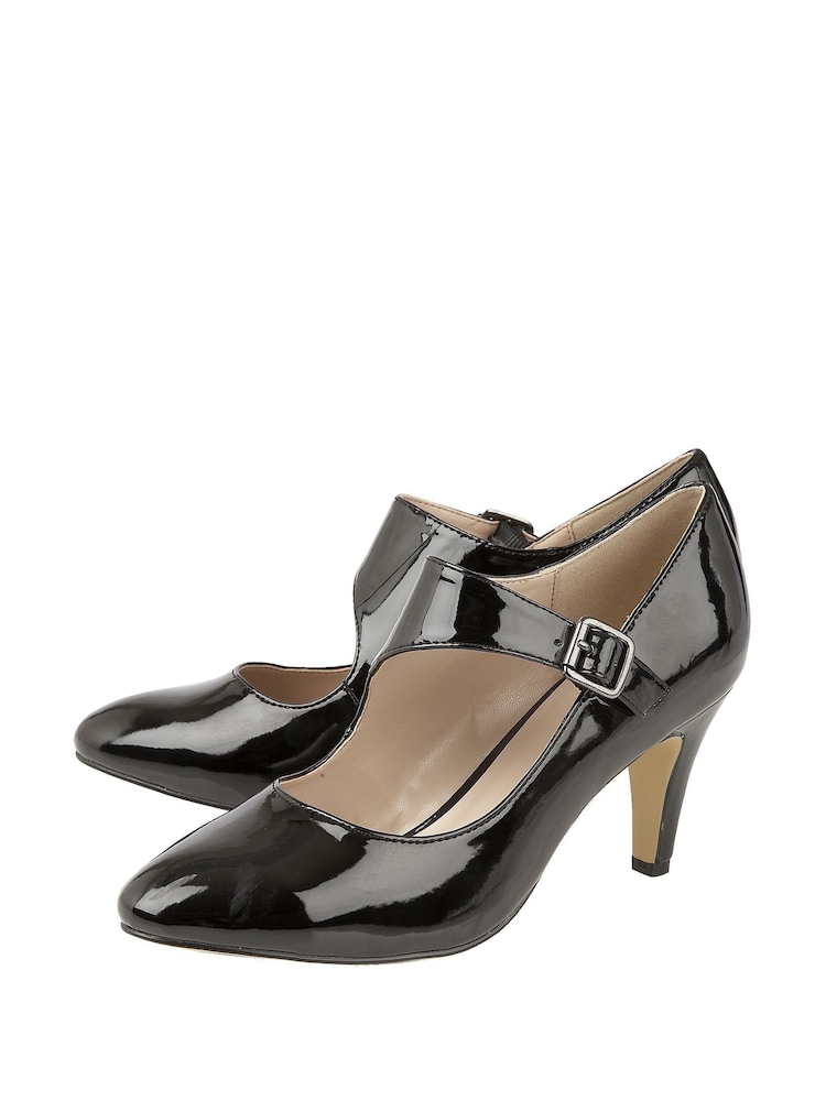 Lotus Black Patent Mary Jane Court Shoes - Image 2 of 4