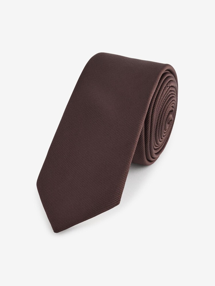 Chocolate Brown Slim Twill Tie - Image 1 of 4