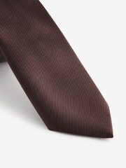 Chocolate Brown Slim Twill Tie - Image 2 of 4