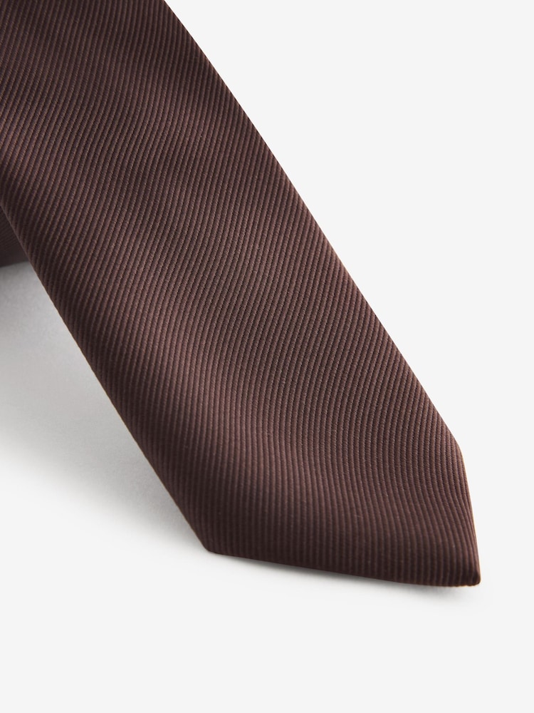 Chocolate Brown Slim Twill Tie - Image 2 of 4