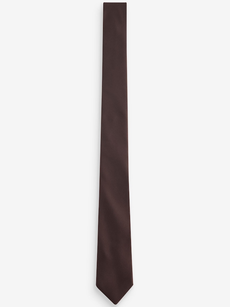 Chocolate Brown Slim Twill Tie - Image 4 of 4