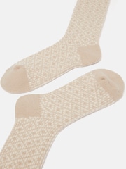 Joules Women's Toasty Oatmeal Cosy Geometric Socks (size 4-8) - Image 2 of 3