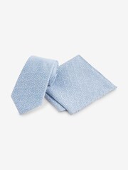 Light Blue Jacquard Leaf Tie And Pocket Square Set - Image 1 of 5