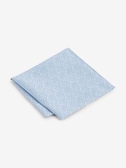 Light Blue Jacquard Leaf Tie And Pocket Square Set - Image 4 of 5