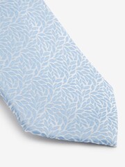 Light Blue Jacquard Leaf Tie And Pocket Square Set - Image 5 of 5