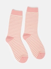 Joules Women's Toasty Pink Cosy Striped Socks (size 4-8) - Image 1 of 3
