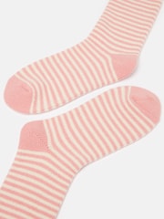 Joules Women's Toasty Pink Cosy Striped Socks (size 4-8) - Image 2 of 3