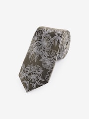 Textured Green Floral Silk Pattern Tie - Image 1 of 3