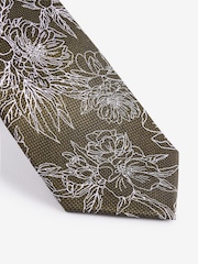 Textured Green Floral Silk Pattern Tie - Image 2 of 3