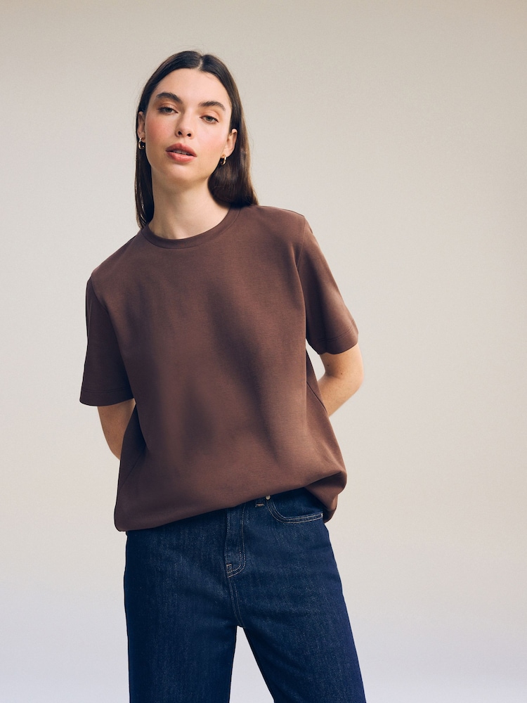 Chocolate Brown Heavyweight Short Sleeve Crew Neck T-Shirt - Image 1 of 8