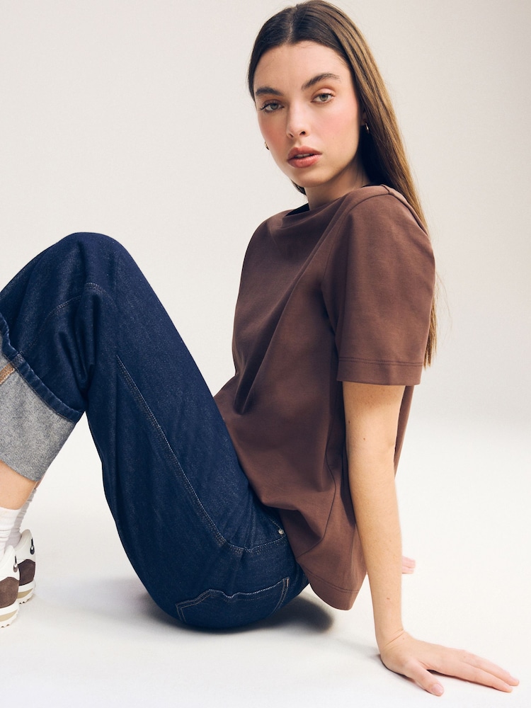 Marron chocolat - T-shirt Manche courte Col ras du cou lourd - Image 4 of 8