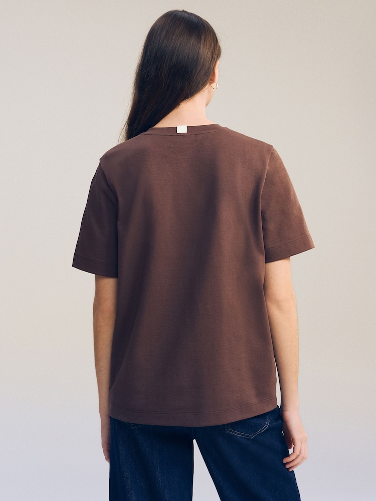 Marron chocolat - T-shirt Manche courte Col ras du cou lourd - Image 5 of 8