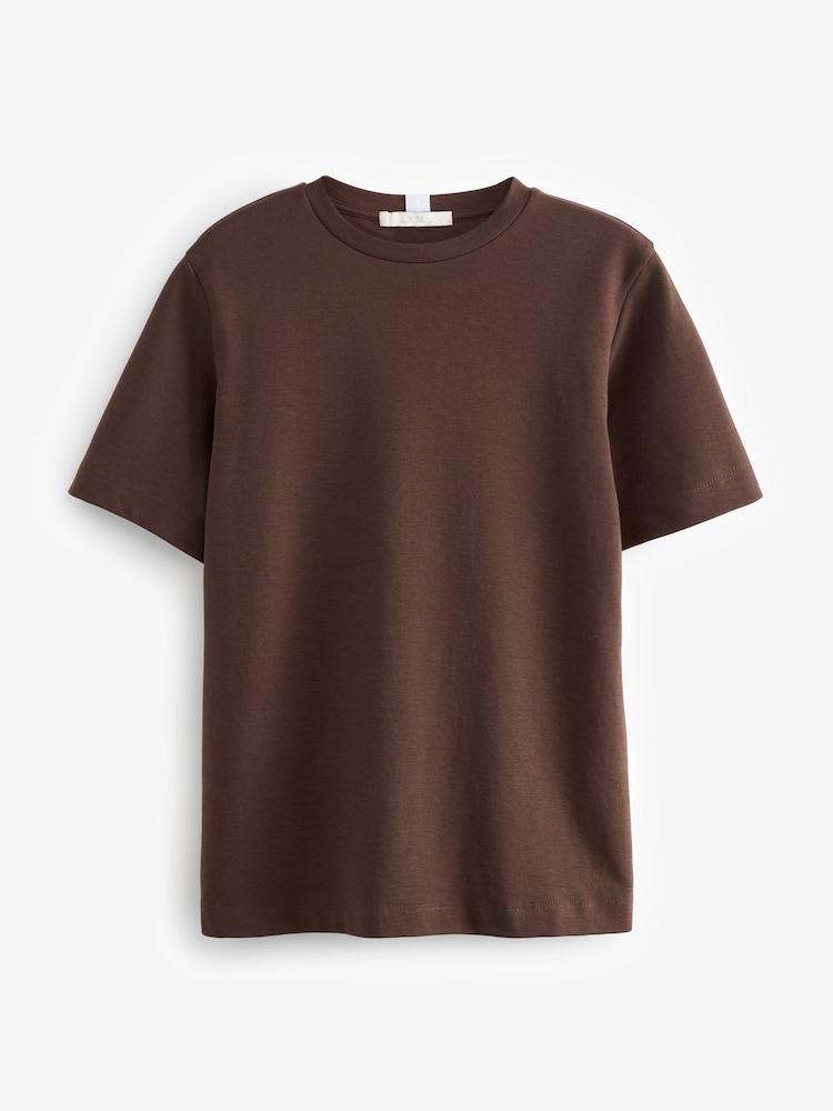 Marron chocolat - T-shirt Manche courte Col ras du cou lourd - Image 7 of 8
