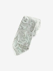 Sage Green Paisley Textured Tie And Clips 2 Pack - Image 3 of 8