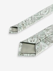 Sage Green Paisley Textured Tie And Clips 2 Pack - Image 8 of 8