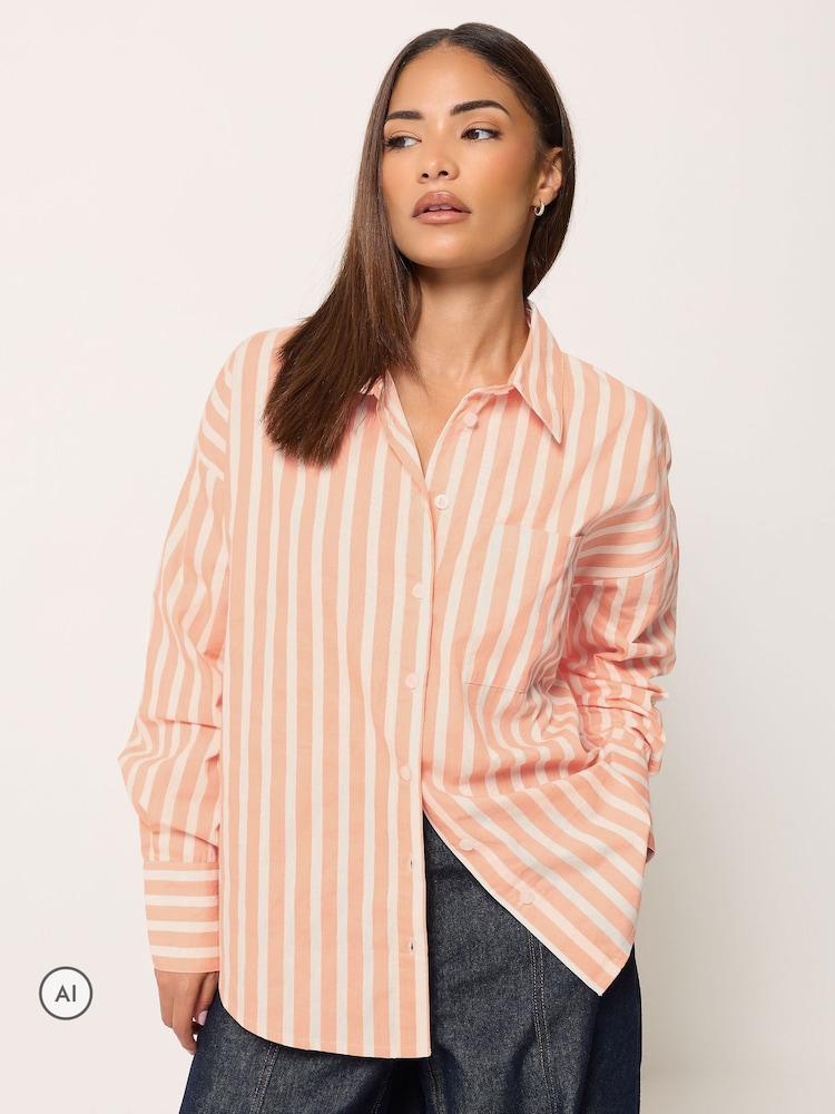PixieGirl Petite Natural Stripe Button Back Shirt - Image 2 of 7 PixieGirl Petite Natural Stripe Button Back Shirt - Image 2 of 7