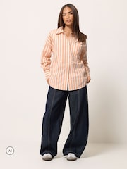 PixieGirl Petite Natural Stripe Button Back Shirt - Image 3 of 7