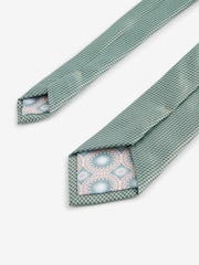 Sage Green Tie And Geometric Pocket Square Set - Image 3 of 5