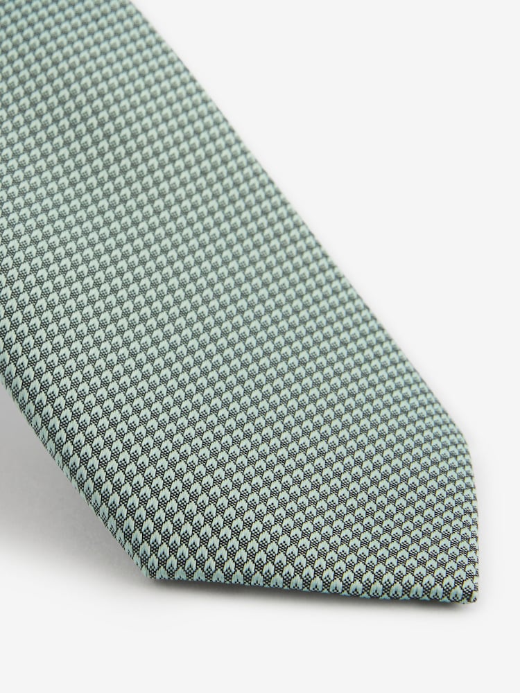 Sage Green Tie And Geometric Pocket Square Set - Image 5 of 5