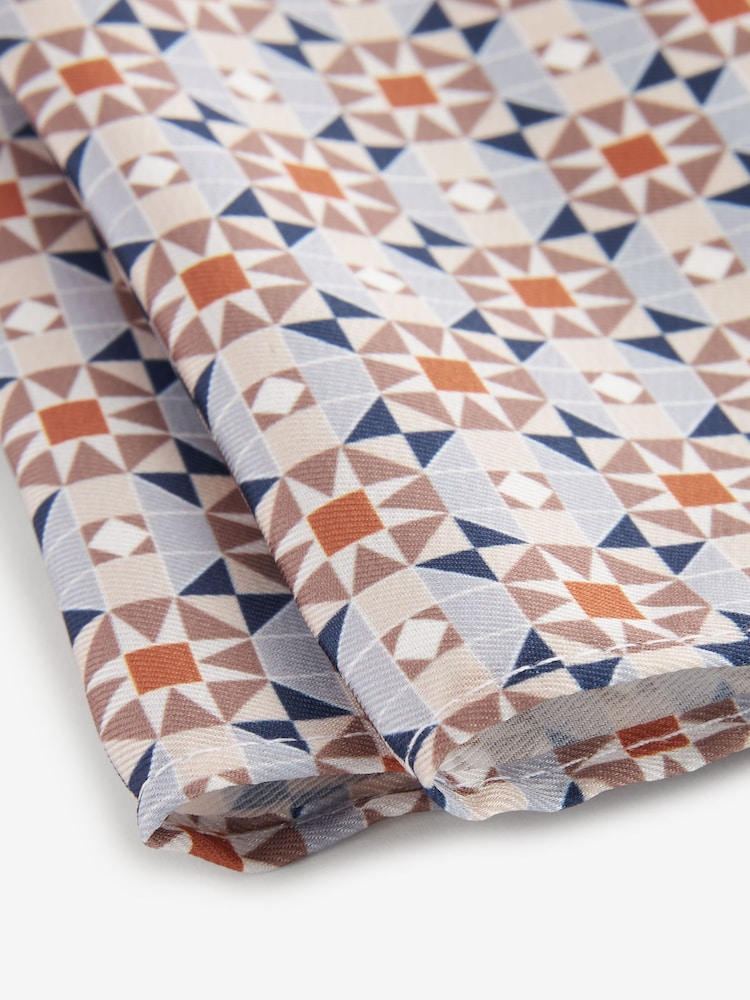 Rust Orange Slim Tie And Geometric Pocket Square Set - Image 2 of 5