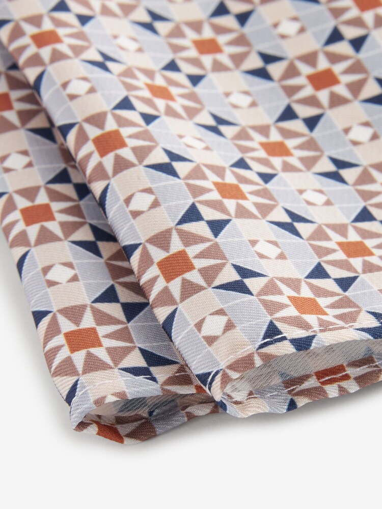 Rust Orange Slim Tie And Geometric Pocket Square Set - Image 2 of 5 Rust Orange Slim Tie And Geometric Pocket Square Set - Image 2 of 5